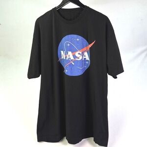NASA Graphic T-Shirt Mens Black Short Sleeve Crew Neck Space Logo Tee XL